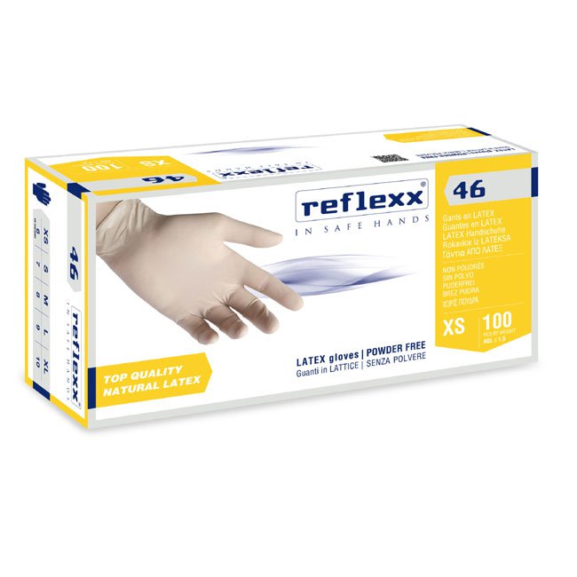 GUANTI LATTICE REFLEXX 46 SENZA POLVERI MISURA: XS a L - PZ. 100